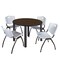 Regency Round Kee Breakroom Table W/ 4 M Stack Chairs, 48 in W, 48 in L, Neo Walnut TB48RNDNWBPBK47GY - alternate 1
