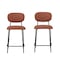 Homeroots Set of Two 26" Brown and Black Faux Leather and Metal Counter Height Bar Chairs, 2PK 716227 - alternate 4