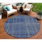 Homeroots 8' Navy Blue Gray And Brown Round Striped Washable Indoor Outdoor Area Rug 597411 - alternate 1