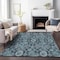 Homeroots 3' X 5' Teal Blue And Sky Blue Damask Washable Indoor Outdoor Area Rug 588196 - alternate 6