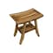 Homeroots Compact Rectangular Teak Shower Outdoor Bench With Shelf In Natural Finish 376744 - alternate 6