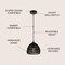 Jonathan Y Campana 8.25" 1-Light Bohemian Modern Woven Rope/Iron LED Pendant, Black JYL6512B - alternate 5