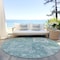 Homeroots 8' Aqua Teal Blue And Ivory Round Medallion Washable Indoor Outdoor Area Rug 589028 - alternate 4