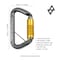 Sterling Carabiner, Autolock, 4.3 in. Length, Aluminium, Silver/Gold 99748 - alternate 3