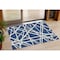 Homeroots 3' X 5' Navy Blue And Ivory Geometric Washable Indoor Outdoor Area Rug 600474 - alternate 1