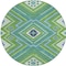 Homeroots 8' Lime Green Aqua And Ivory Round Tribal Washable Indoor Outdoor Area Rug 598132 - alternate 4