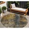 Homeroots 8' Gray Brown And Gold Round Abstract Washable Indoor Outdoor Area Rug 606064 - alternate 1