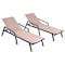 Leisuremod Marlin Patio Chaise Lounge Chair with Armrests in Black Aluminum Frame, Light Brown, 2PK MLABL-77LBR2 - alternate 1