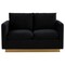 Leisuremod Nervo Upholstered Velvet Loveseat with Gold Frame, Midnight Black NS55BL - alternate 3