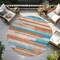 Homeroots 8' Orange Teal Blue And Salmon Round Striped Washable Indoor Outdoor Area Rug 613310 - alternate 4