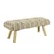 Homeroots 47" Black Cream and Natural Geo Stripe Cotton Blend Upholstered  Bench 548256 - alternate 5