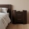 Homeroots 19" Mocha Solid Wood Round Two Drawer Nightstand 722522 - alternate 3