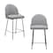 Homeroots Set of Two 26" Black and White Faux Shearling and Steel Counter Height Bar Chairs, 2PK 555708 - alternate 1