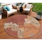 Homeroots 8' Orange And Burnt Orange Round Abstract Washable Indoor Outdoor Area Rug 609174 - alternate 1