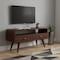 Homeroots 35in Walnut Solid Wood Enclosed and Open Storage TV Stand 719180 - alternate 5