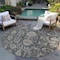 Homeroots 8' Gray Silver And Beige Round Oriental Washable Indoor Outdoor Area Rug 582076 - alternate 5
