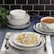 Elama Sarah 16 Piece Porcelain Double Bowl Black Ribbon Dinnerware Set in White and Black 750123738M - alternate 6
