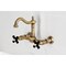 Kingston Brass Two-Handle Wall Mount Bridge Kitchen Faucet, Antique Brass KS1263PKX - alternate 4