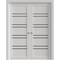 Sartodoors Sliding Double Pocket Doors 84 x 84 inches, BASIC 4901 White with Black Glass, Kit Rail Hardware ,  BASIC4901DP-WS-8484 - alternate 1