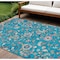 Homeroots 10' X 14' Teal Blue Ivory And Pink Floral Washable Indoor Outdoor Area Rug 597853 - alternate 1