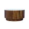 Homeroots 36" Brown Genuine Marble And Solid Wood Round Drum Coffee Table 606251 - alternate 1