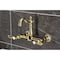 Kingston Brass Two-Handle Wall Mount Bridge Kitchen Faucet, Polished Brass KS2442BAL - alternate 2