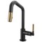 Brizo Litze Pull-Down Prep Faucet with Angle Spout, Knurled Handle Matte Black/Luxe Gold 63963LF-BLGL - alternate 1