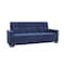 Homeroots 87" Blue Microfiber Convertible Futon Sleeper Sofa And Toss Pillows With Storage 607094 - alternate 1