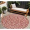 Homeroots 8' Red And Ivory Round Damask Washable Indoor Outdoor Area Rug 595189 - alternate 1