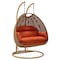 Leisuremod Mendoza Light Brown Wicker Hanging 2 person Egg Swing Chair with Orange Cushions MSCLBR-53OR - alternate 6