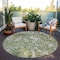 Homeroots 8' Olive Green And Ivory Round Abstract Washable Indoor Outdoor Area Rug 612763 - alternate 6