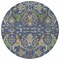 Homeroots 8' Navy Blue Green And Brown Round Floral Washable Indoor Outdoor Area Rug 605291 - alternate 6