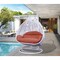 Leisuremod White Wicker Hanging 2 person Egg Swing Chair with Dark Orange Cushions ESCW-57DOR - alternate 7