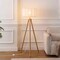 Jonathan Y Adriel 52" Mid-Century Modern Tripod Wood w/Ribbed Cocoon Pumpkin Shade LED Floor Lamp, Beige/Light B JYL4201A - alternate 5