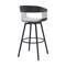 Armen Living Athena 31in Swivel Black Wood Bar Stool in Light Gray Fabric with Black Metal LCATBABLKLTGR30 - alternate 4