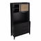 Homeroots Rustic Black and Light Bamboo Tall Buffet Cabinet 401704 - alternate 3