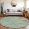Homeroots 8' Pale Aqua And Taupe Round Abstract Washable Indoor Outdoor Area Rug 618456 - alternate 5