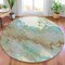 Homeroots 8' Teal Blue And Brown Round Abstract Washable Indoor Outdoor Area Rug 631893 - alternate 5