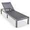 Leisuremod Marlin Grey Aluminum Patio Chaise Lounge Chair Set of 2 with Square Fire Pit Table, Black MLGRCF21-77BL2 - alternate 4