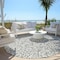 Homeroots 8' Gray And Ivory Round Damask Washable Indoor Outdoor Area Rug 595153 - alternate 5