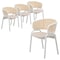 Leisuremod Ervilla Dining Chair with White Powder Coated Steel Legs and Wicker Back, Beige, 4PK ECW-20BG4 - alternate 1