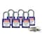 Brady Lockout Padlock, Keyed Different, Nylon, Purple, 1 in Shackle Height, 1 3/16 in Body Width, 6 PK 118933 - alternate 1