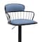 Homeroots Blue and Black Fabric with Metal Swivel Low Back Adjustable Height Bar Chair 534448 - alternate 3