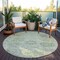 Homeroots 8' Mint Green And Gray Round Damask Washable Indoor Outdoor Area Rug 603775 - alternate 6