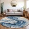 Homeroots 8' Navy Blue And Silver Round Abstract Washable Indoor Outdoor Area Rug 618336 - alternate 6
