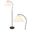 Jonathan Y Devon 60.5" Modern Glam Metal Arc LED Floor Lamp with Pleated Shade, Black/White JYL1148B - alternate 1