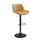Homeroots Set of Two 31" Yellow And Black Faux Leather And Steel Swivel Low Back Adjustable Height Bar Chairs 524980 - alternate 1