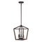 Jonathan Y Oria 10" 3-Light Iron Farmhouse Industrial Lantern LED Pendant, Oil Rubbed Bronze/Faux Wood JYL1321A - alternate 5