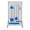 5S Supplies 5S Housekeeping Shadow Board Broom Station Version 2 - Gray Board / Blue Shadows  With Broom HSB-V2-GRAY/BLUE-KIT - alternate 1