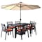 Leisuremod Chelsea Aluminum Outdoor Dining Table With 8 Chairs and Cushions, Orange CC20-T63BL-OR6 - alternate 1